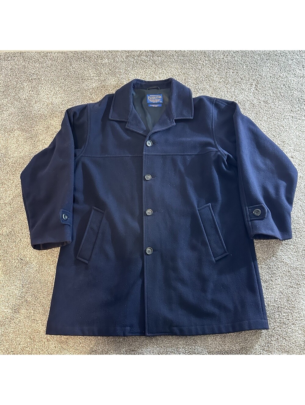 Pendleton Wool Reversible Navy Blue Jacket Made in USA Unisex or Men’s XL Flaw
